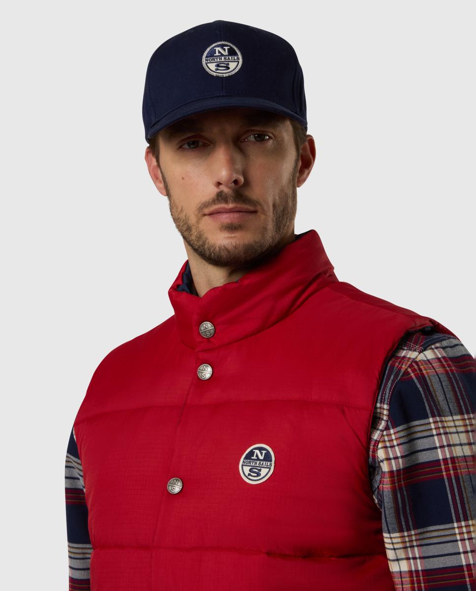 Colete Reversível para Homem em Tecido Ripstop Reciclado Vermelho-3
