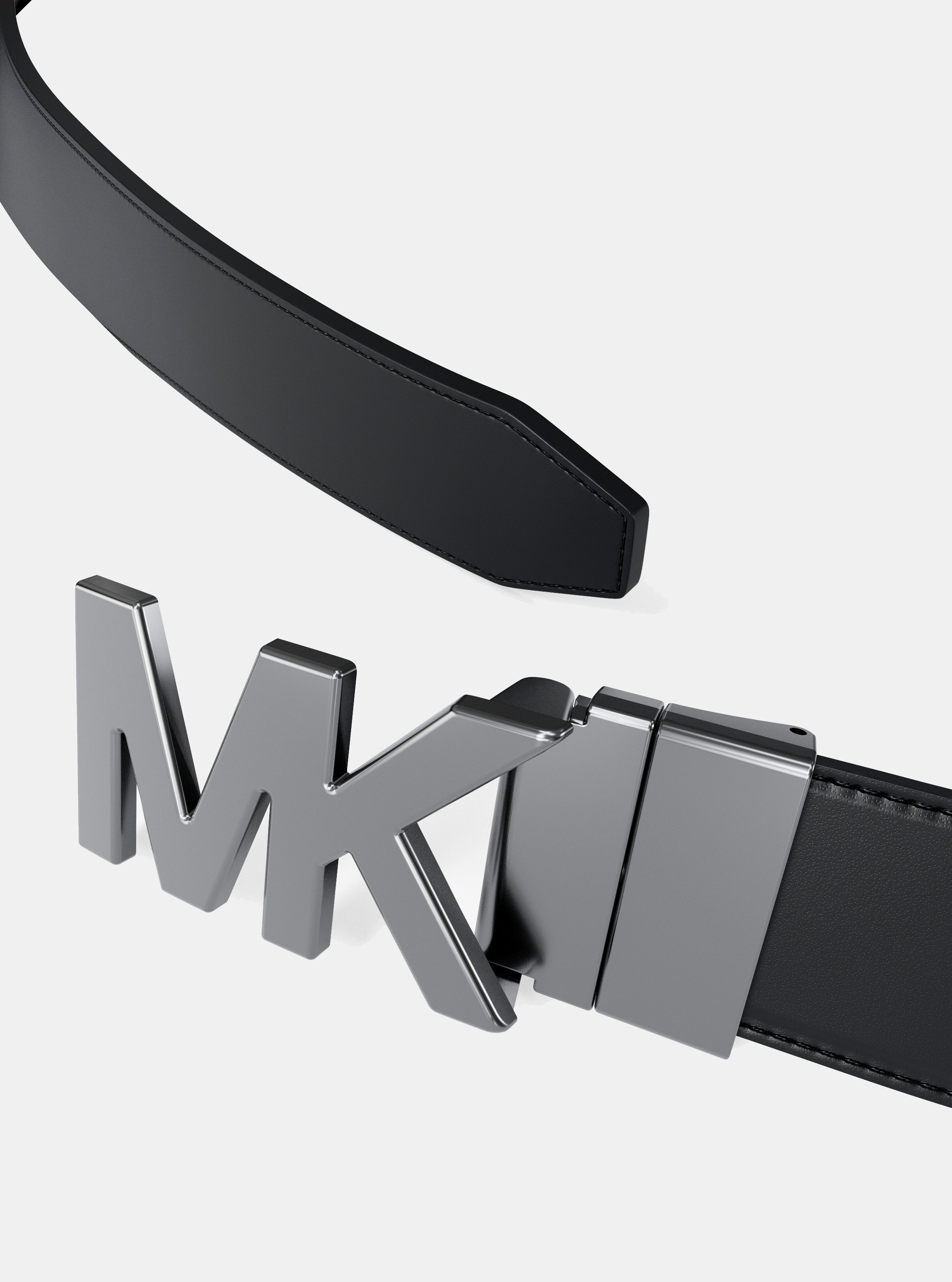 Cinto Reversível com Estampado de Logótipos MK de um Lado e Preto do Outro - Castanho Castanho-2