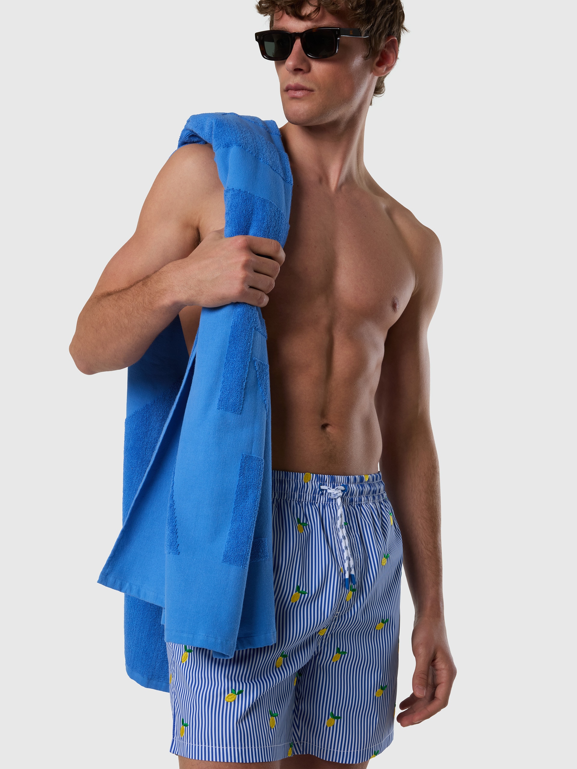 Calções de Banho médios de 40 cm Secagem Rápida Azul-3