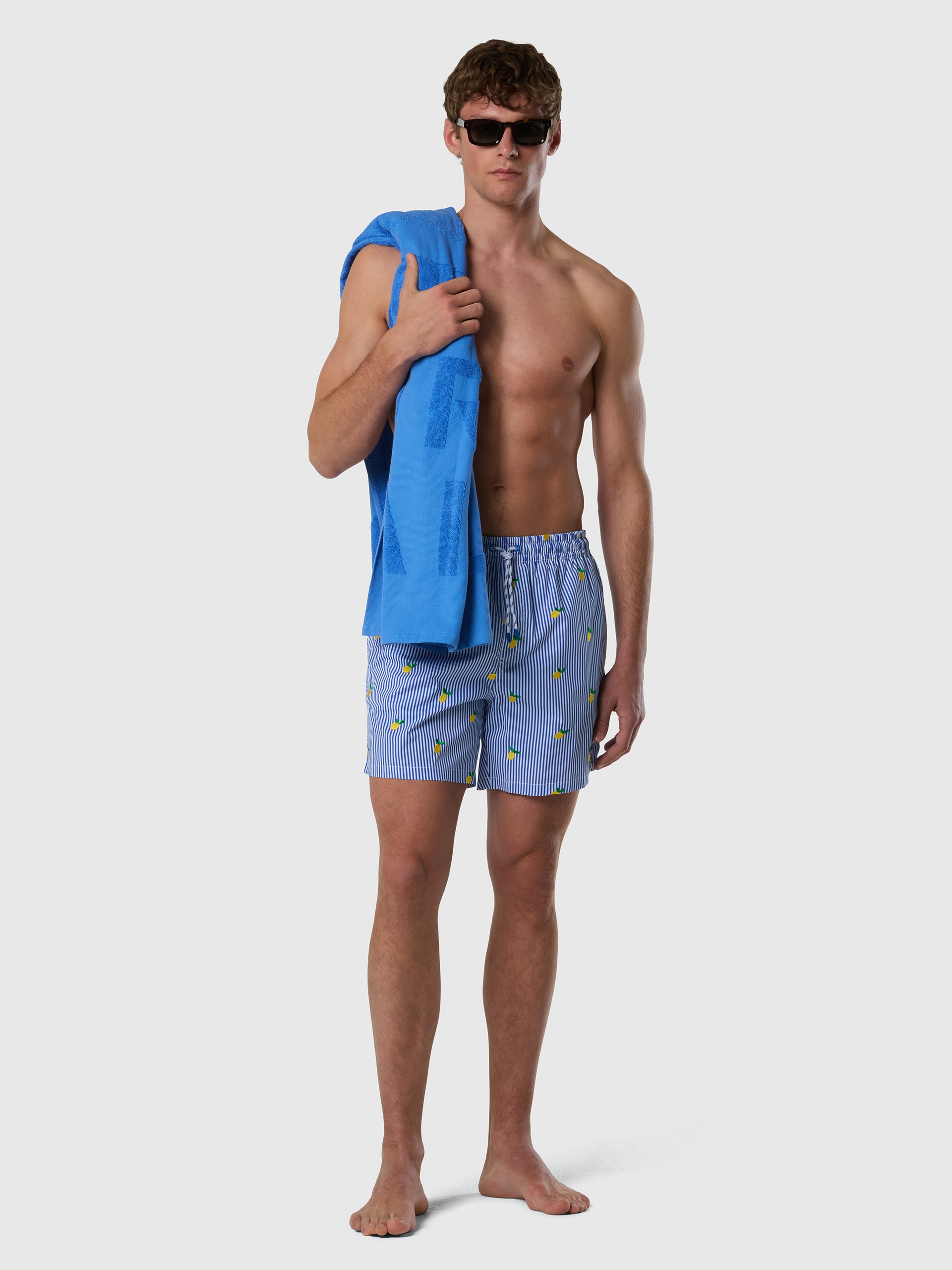 Calções de Banho médios de 40 cm Secagem Rápida Azul-6