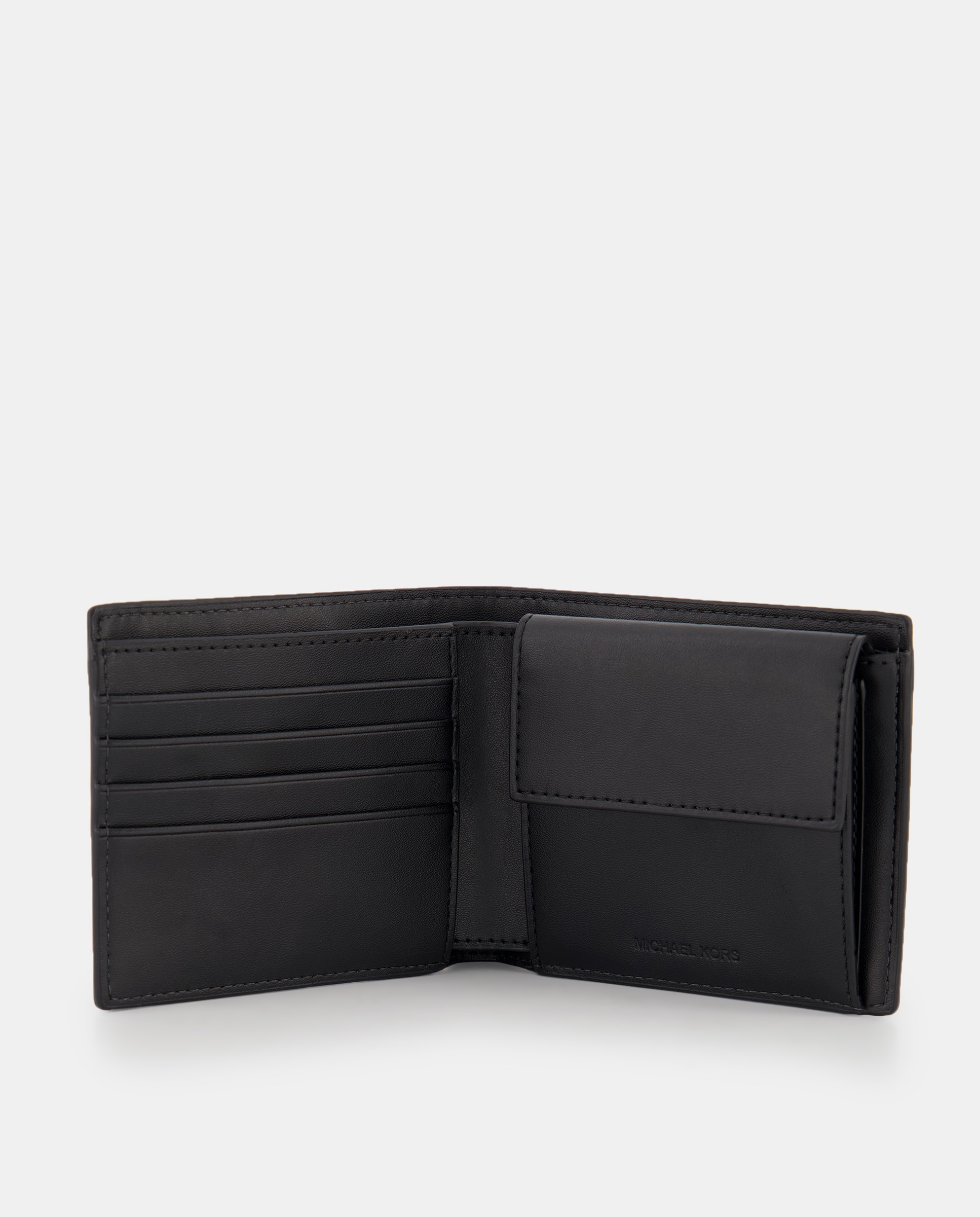 Carteira Greyson com Logótipos, Bolso para Moedas e em Pele Preto-3
