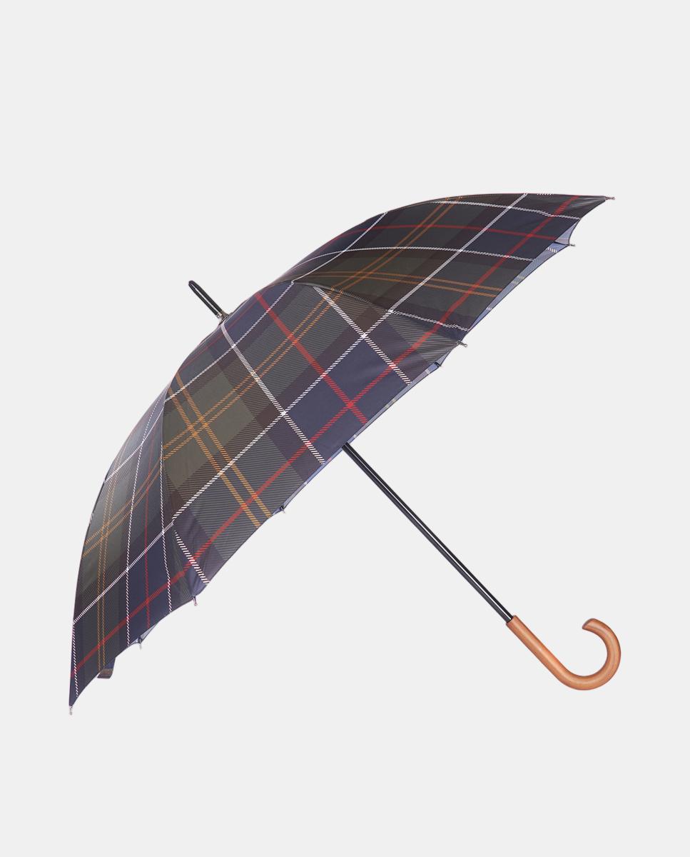 Imagen 1 de Paraguas de diseño tartán y mango en U - Barbour - Marrón oscuro Marrón oscuro