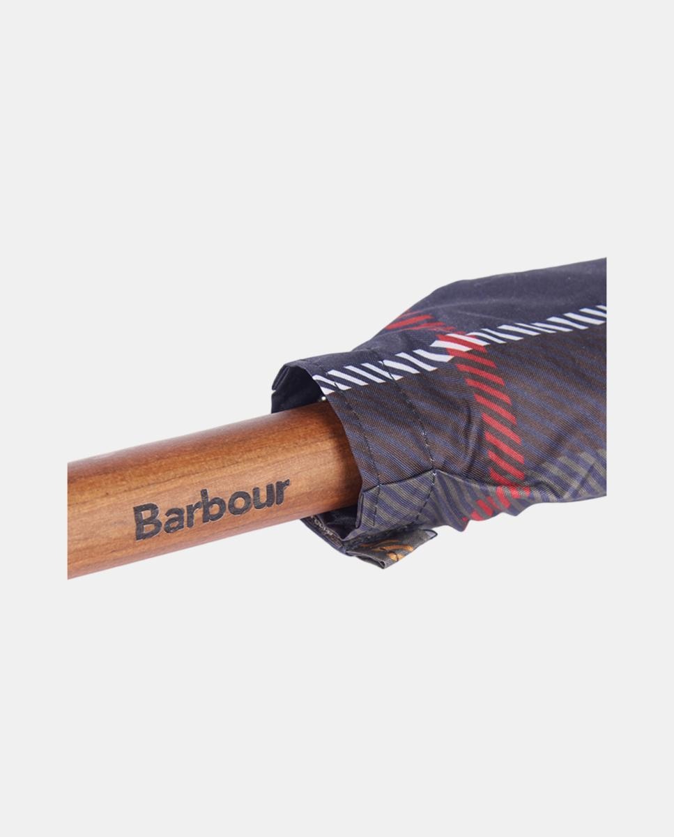 Imagen 3 de Paraguas de diseño tartán y mango en U - Barbour - Marrón oscuro Marrón oscuro