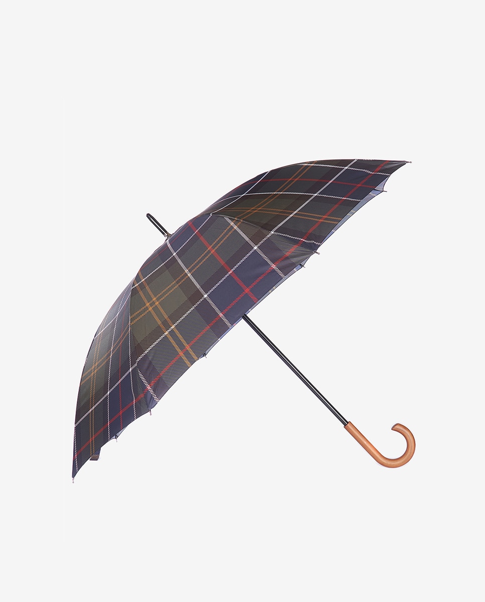 Imagen 5 de Paraguas de diseño tartán y mango en U - Barbour - Marrón oscuro Marrón oscuro