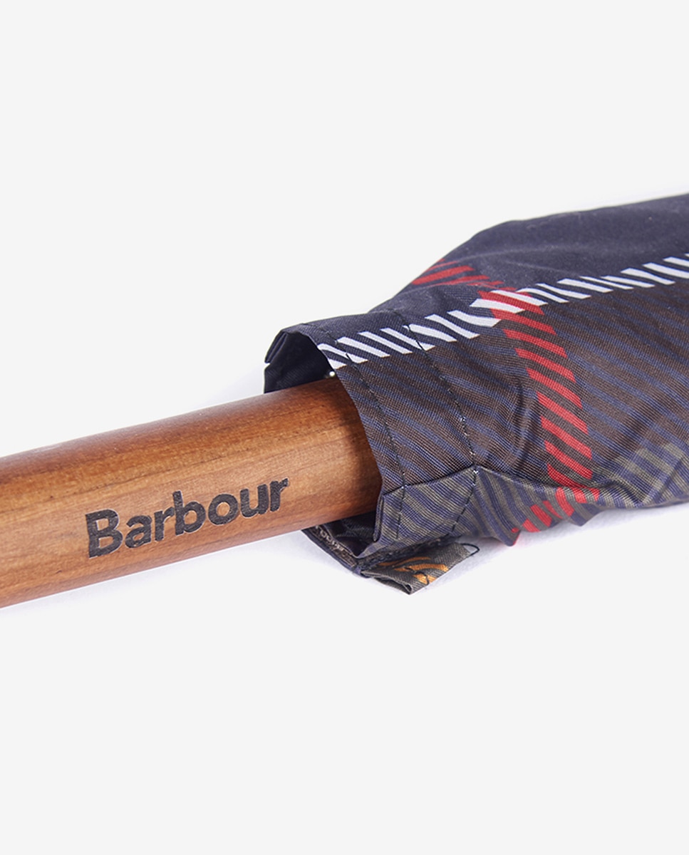 Imagen 7 de Paraguas de diseño tartán y mango en U - Barbour - Marrón oscuro Marrón oscuro
