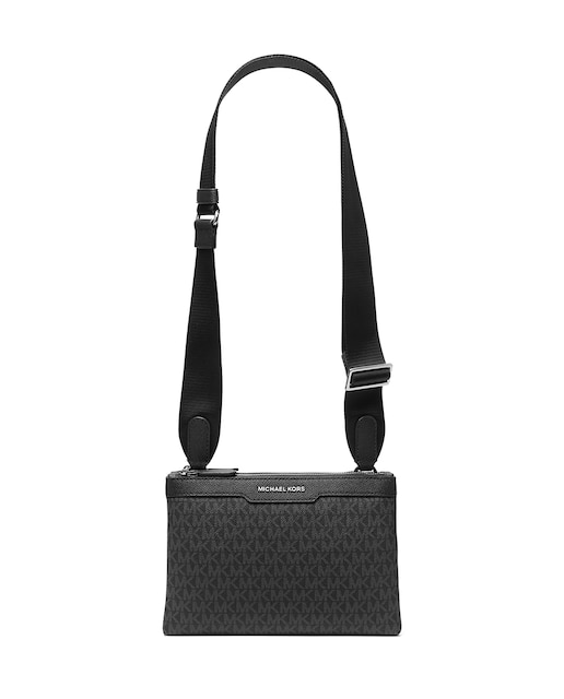 Imagem 0 de Mala a Tiracolo de Dois Compartimentos em Pele Granulada com Logótipos