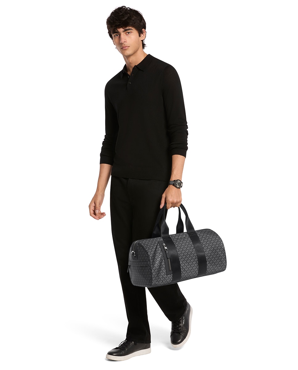 Mala de Nylon com Estampado de Logótipos Preto-3
