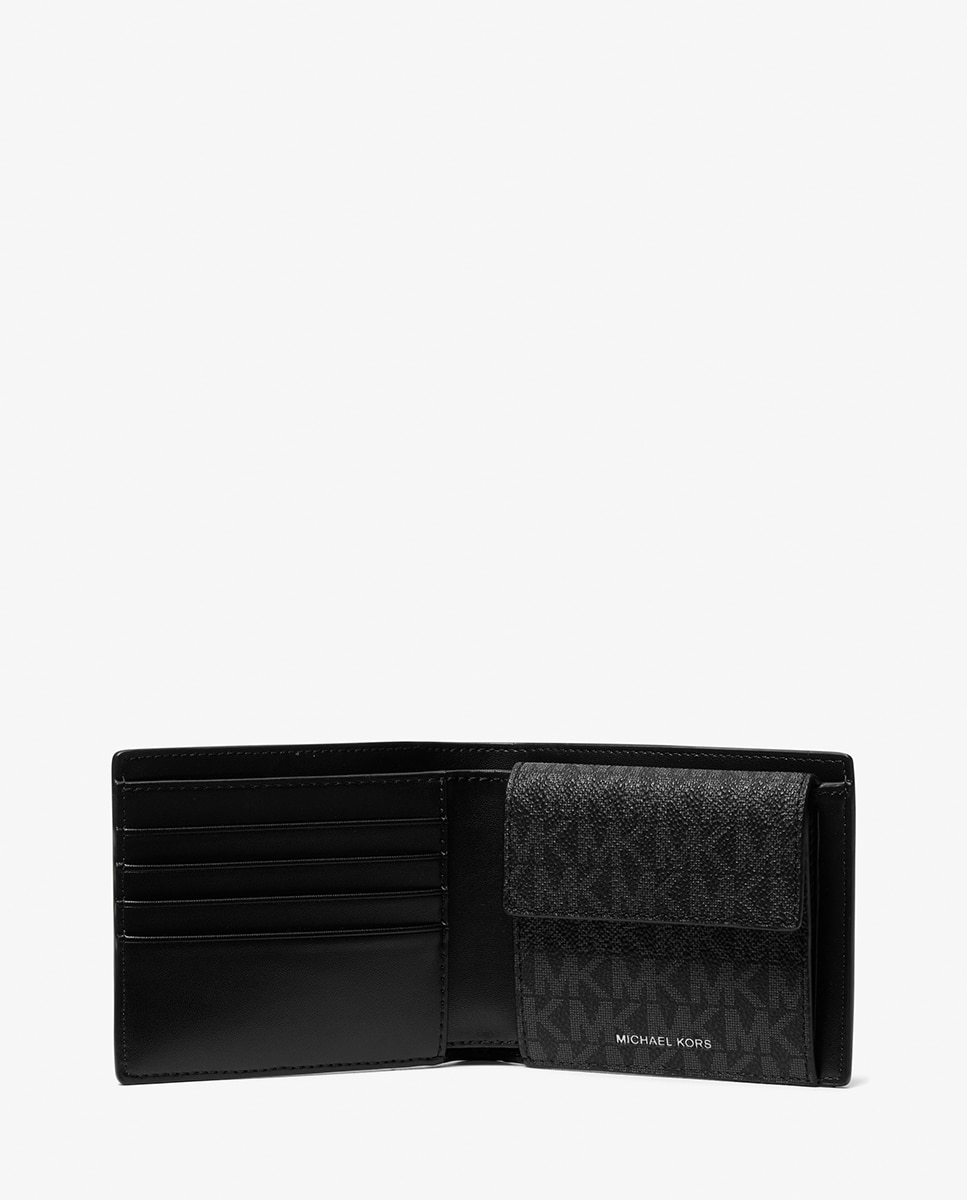 Carteira em Pele com Bolso para Moedas Preto-2