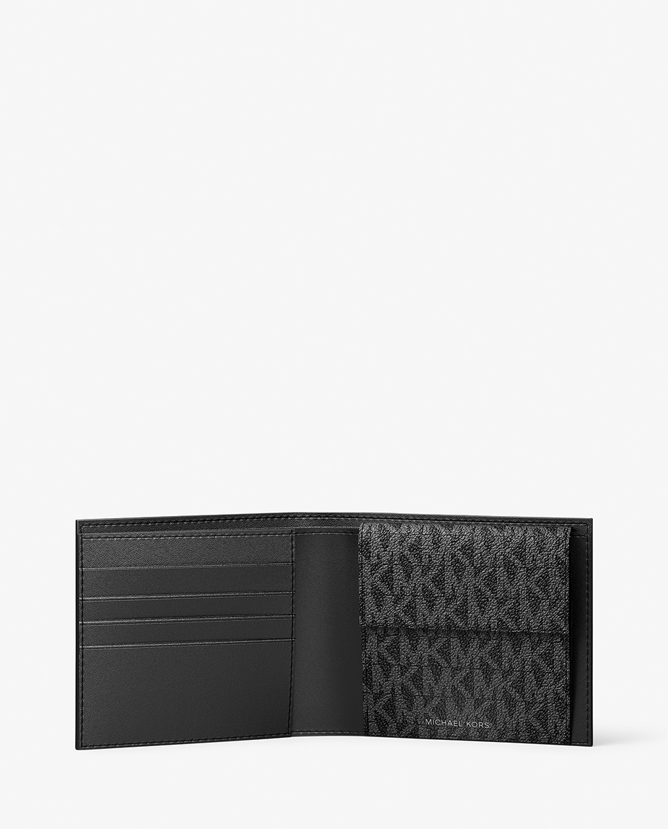 Carteira em Pele com Bolso para Moedas Preto-3