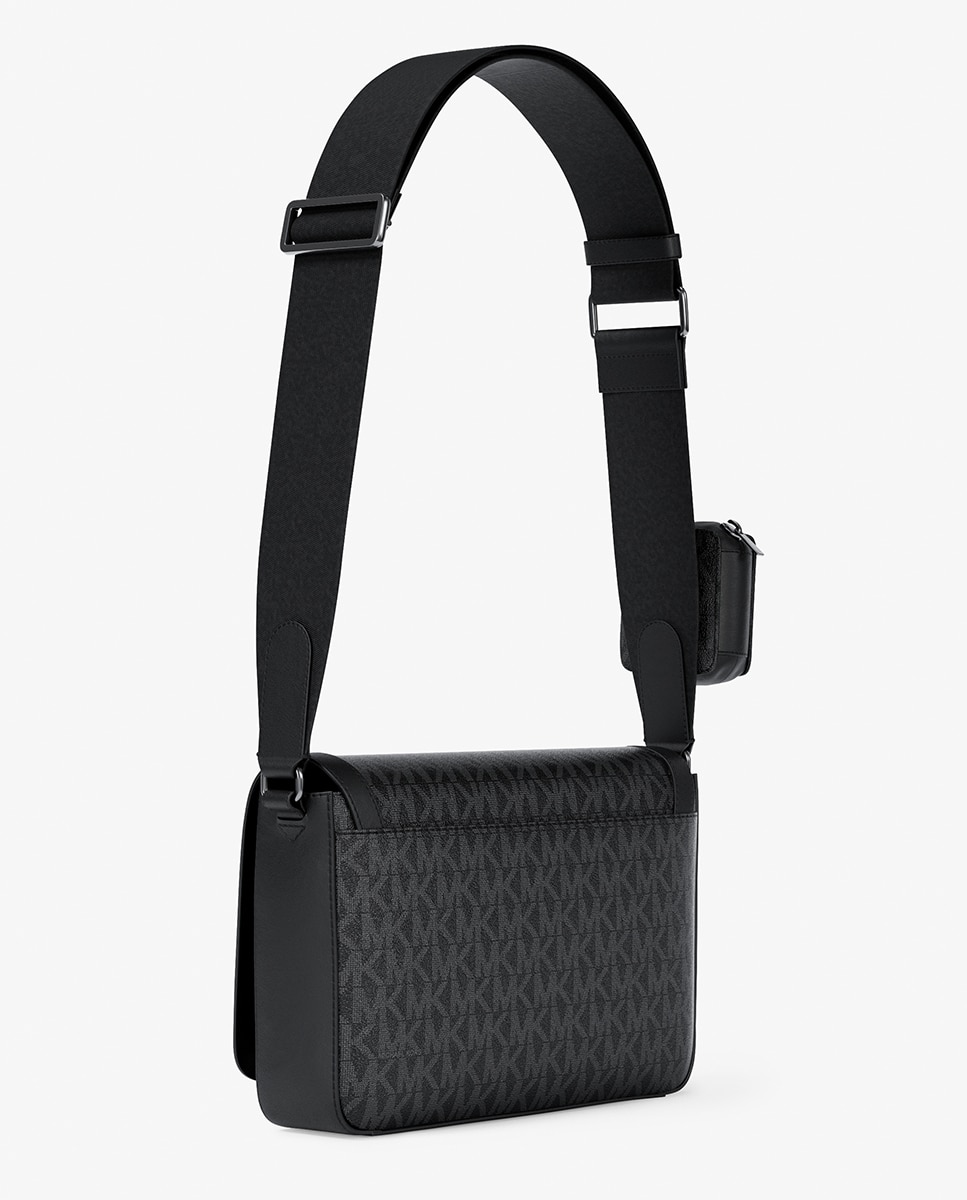 Mala a Tiracolo com Estampado de Logótipos MK Preto-3