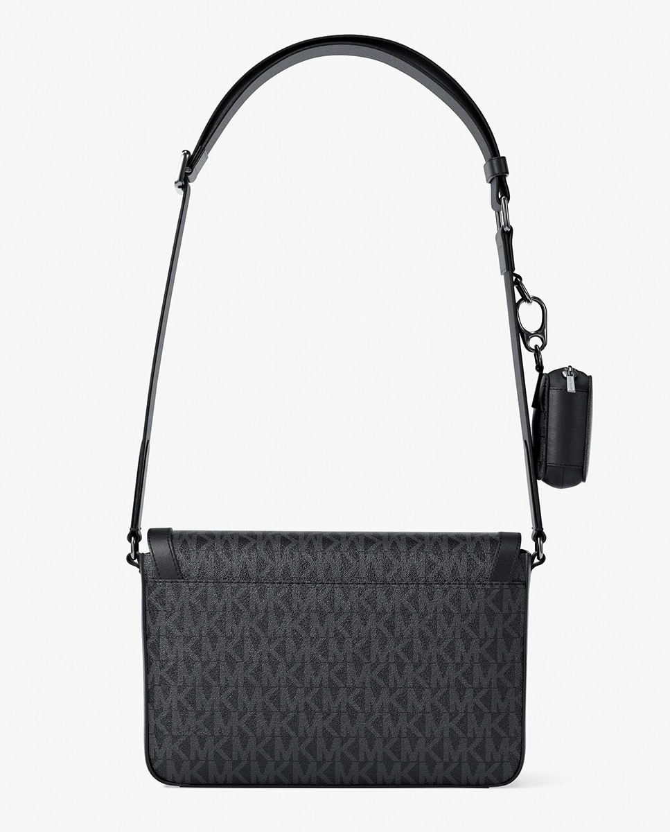 Mala a Tiracolo com Estampado de Logótipos MK Preto-4