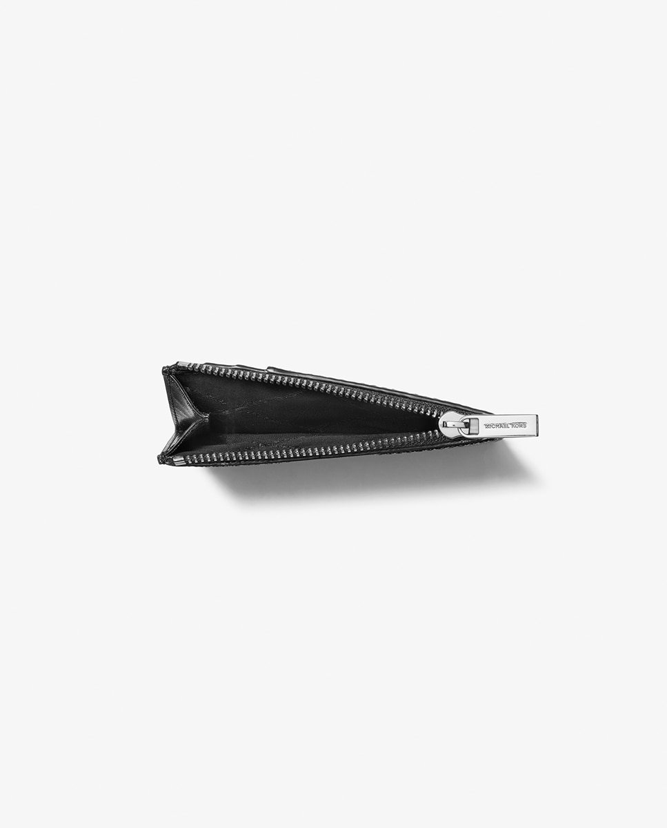 Porta-Cartões com Estampado de Logótipos MK e Bolso Central com Fecho de Correr Preto-2