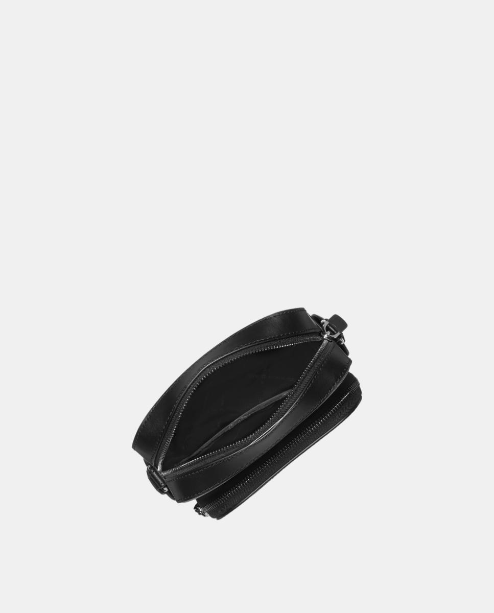 Mala a Tiracolo com Compartimento Duplo e Estampado de Logótipos MK Preto-2