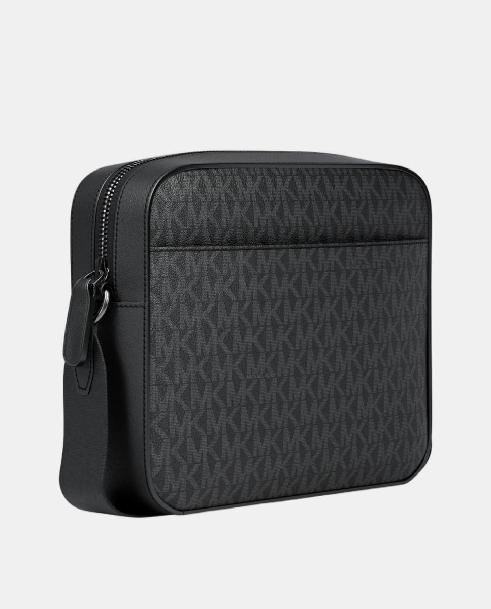 Bandolera de hombre con cremalleras superior y frontal y estampado de logotipos MK - Michael Kors - Negro Negro-3
