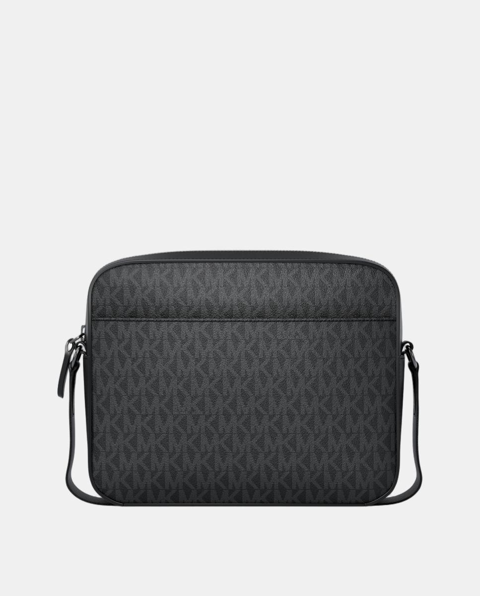 Bandolera de hombre con cremalleras superior y frontal y estampado de logotipos MK - Michael Kors - Negro Negro-4