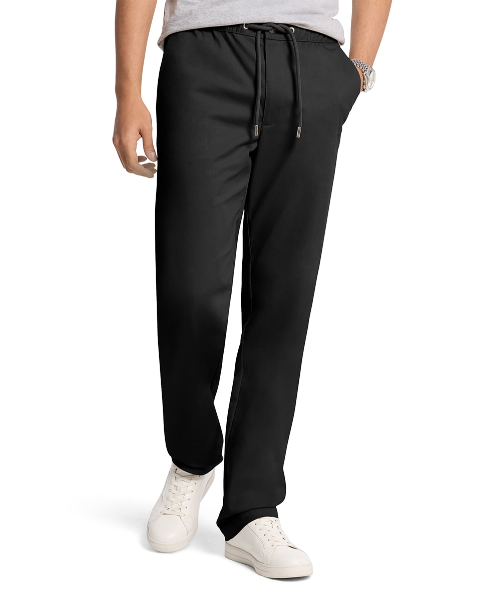 Pantalón de hombre tipo chino con cinturilla elástica y cordones - Michael Kors - Negro Negro-1