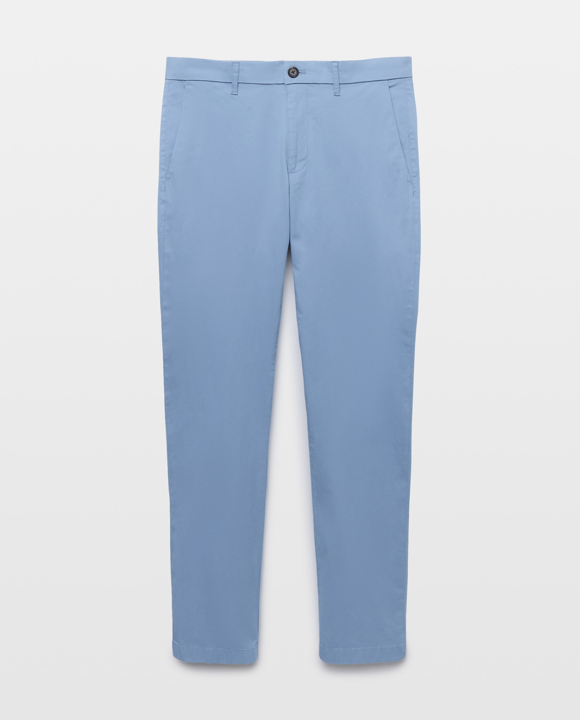Calças Chino de Algodão Azul-claro-1