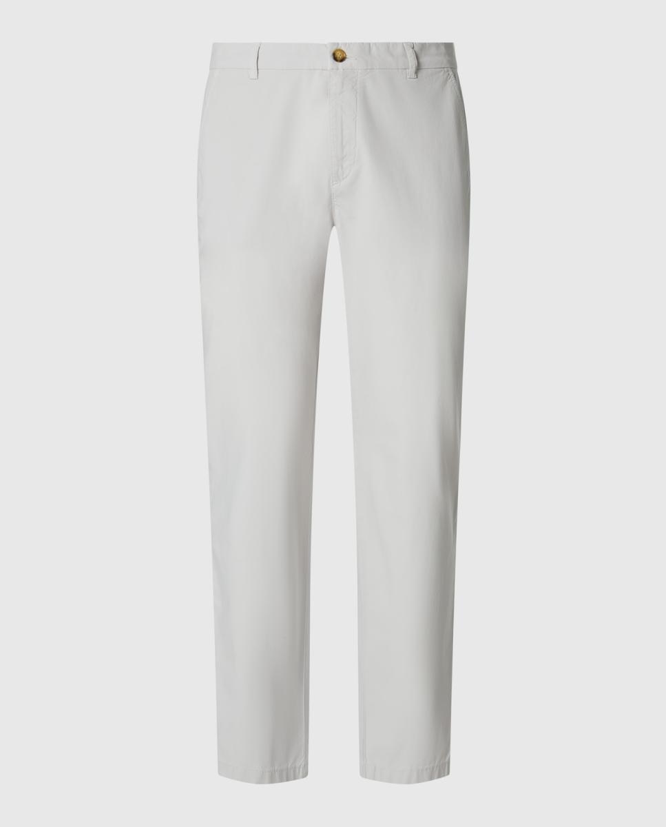 Calças Chino em Popelina Elástica Cinzento-claro-5
