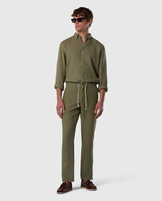Pantalón de hombre en lino con cintura elástica