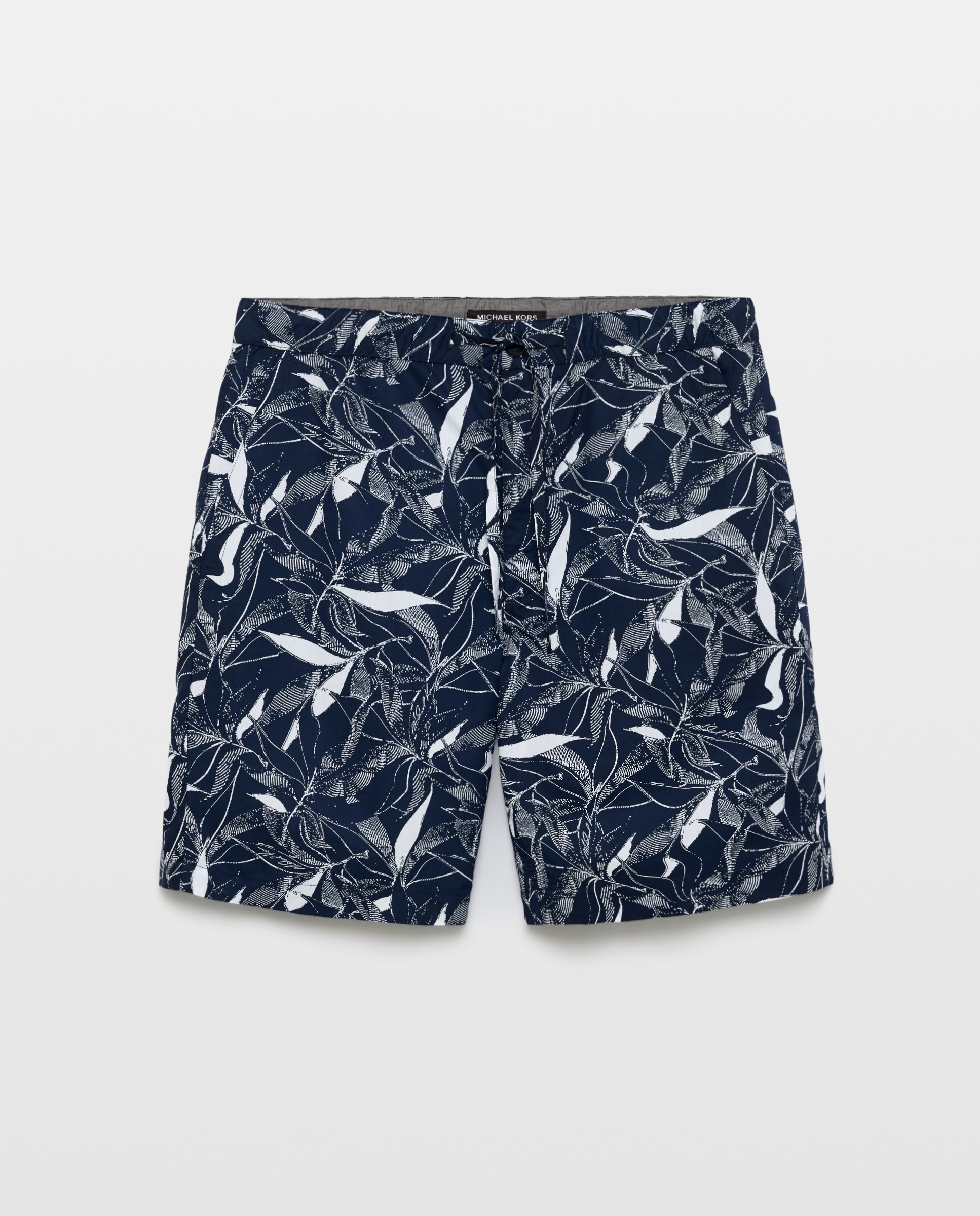 Bermudas com Estampado Floral e Elástico com Cordão na Cintura Azul-marinho-3