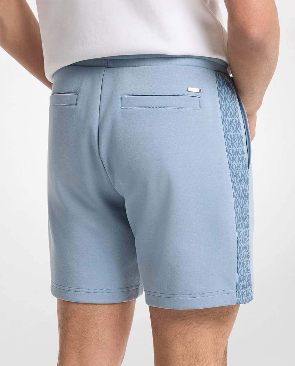 Bermudas de Fato de Treino com Rebordo Decorativo Lateral Azul-claro-2
