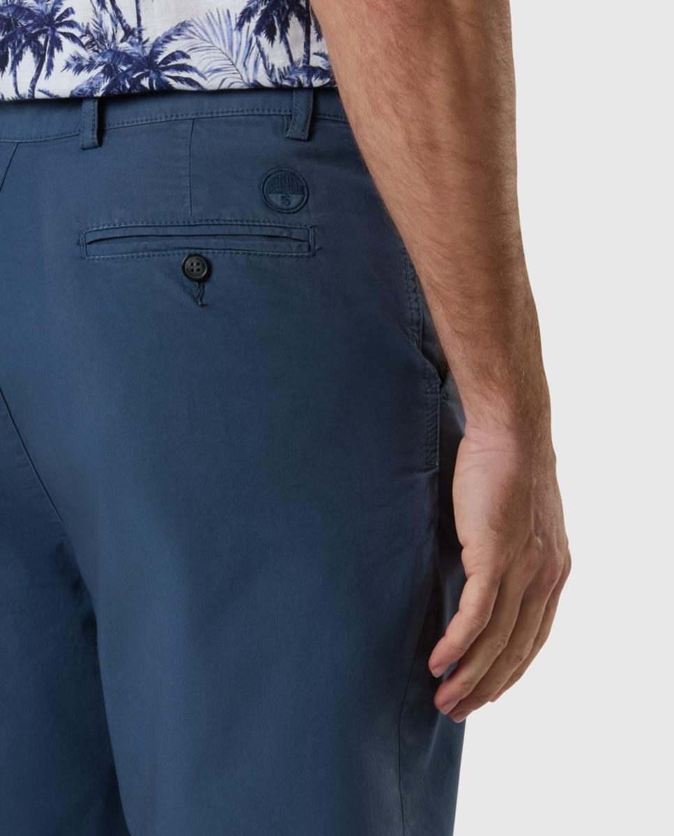 Bermudas em Popelina Elástica Azul-4