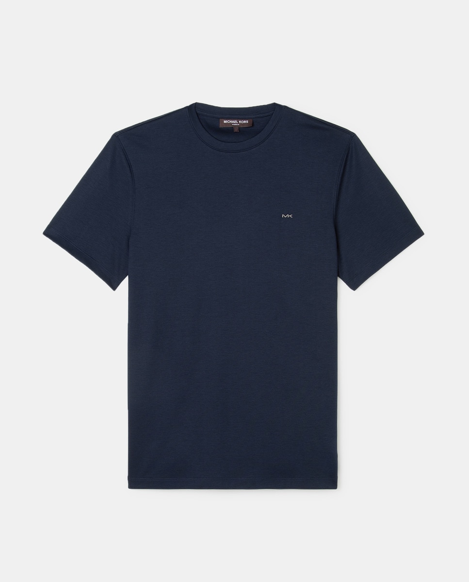 T-shirt de algodão com decote redondo Azul-marinho-1