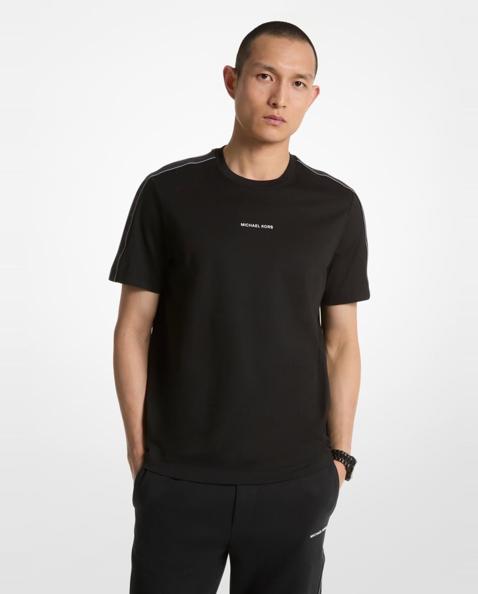Camiseta de hombre de punto liso de algodón con logotipo - Michael Kors - Negro Negro-1