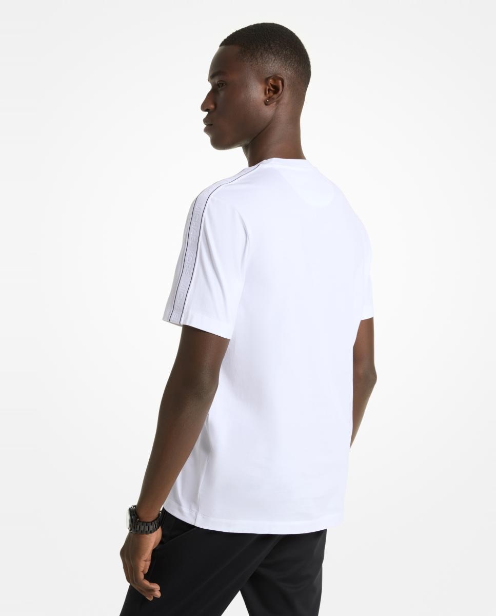 T-shirt de Malha Lisa de Algodão com Logótipo Branco-2