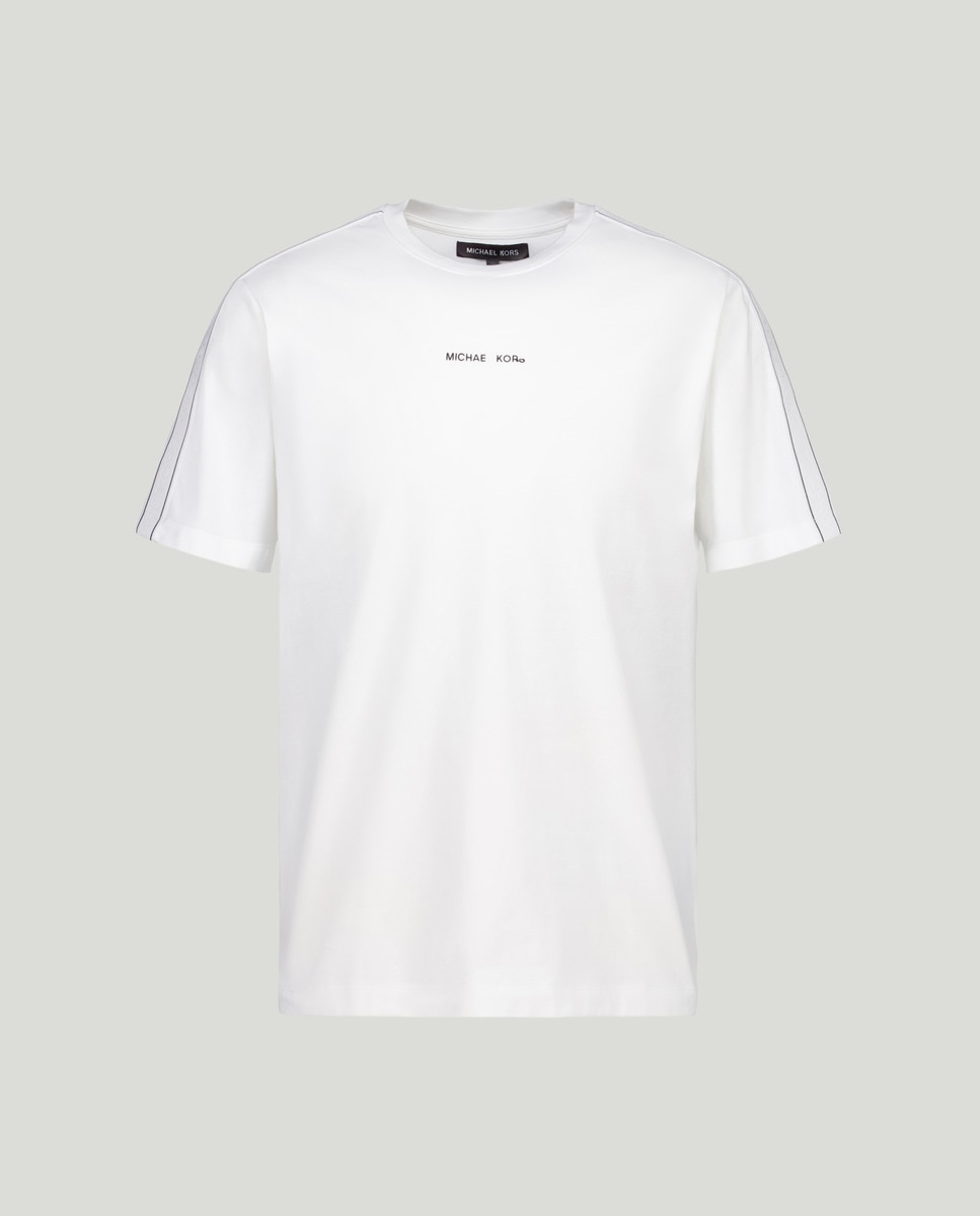 T-shirt de Malha Lisa de Algodão com Logótipo Branco-3