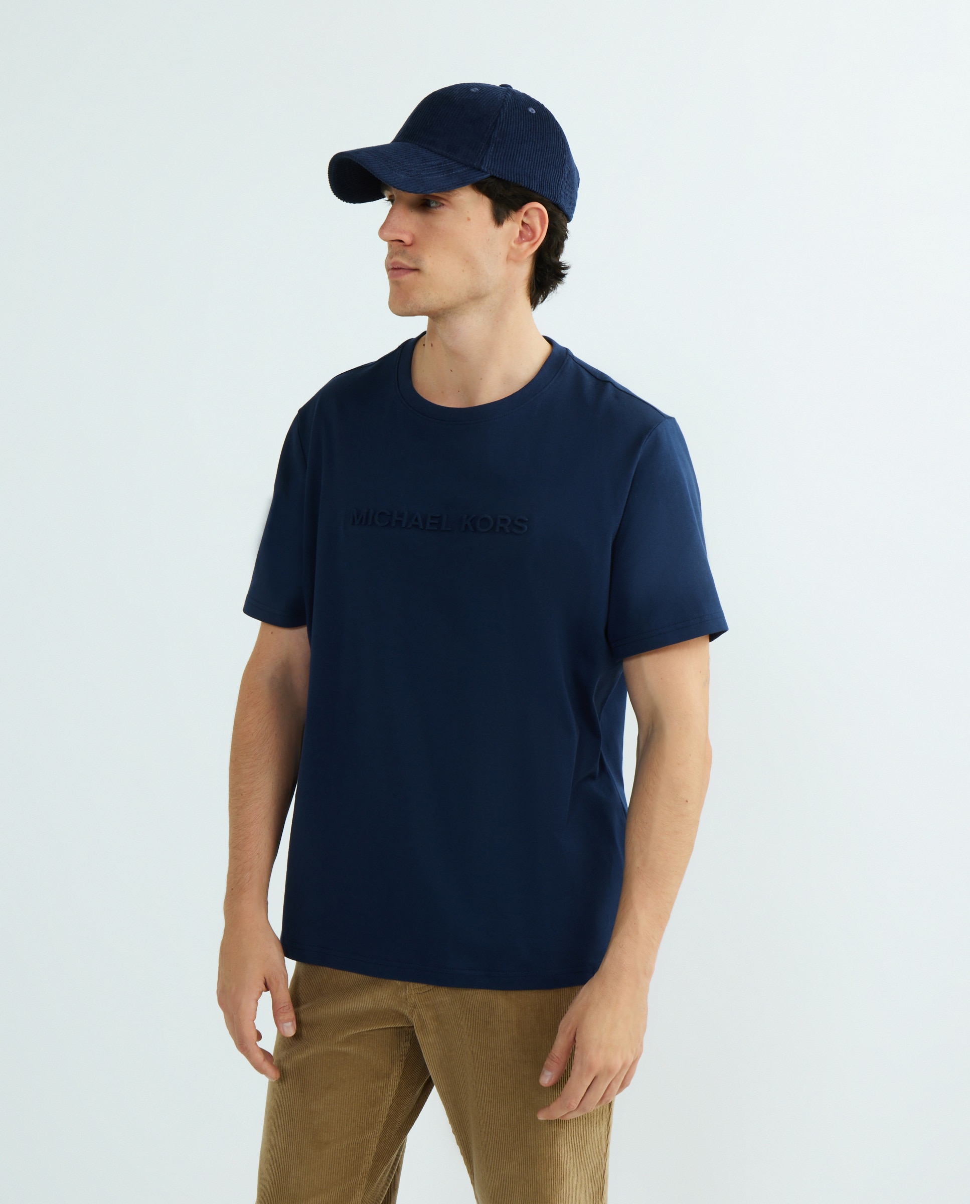 T-shirt de Manga Curta de Algodão com Logótipo a Condizer Azul-marinho-2