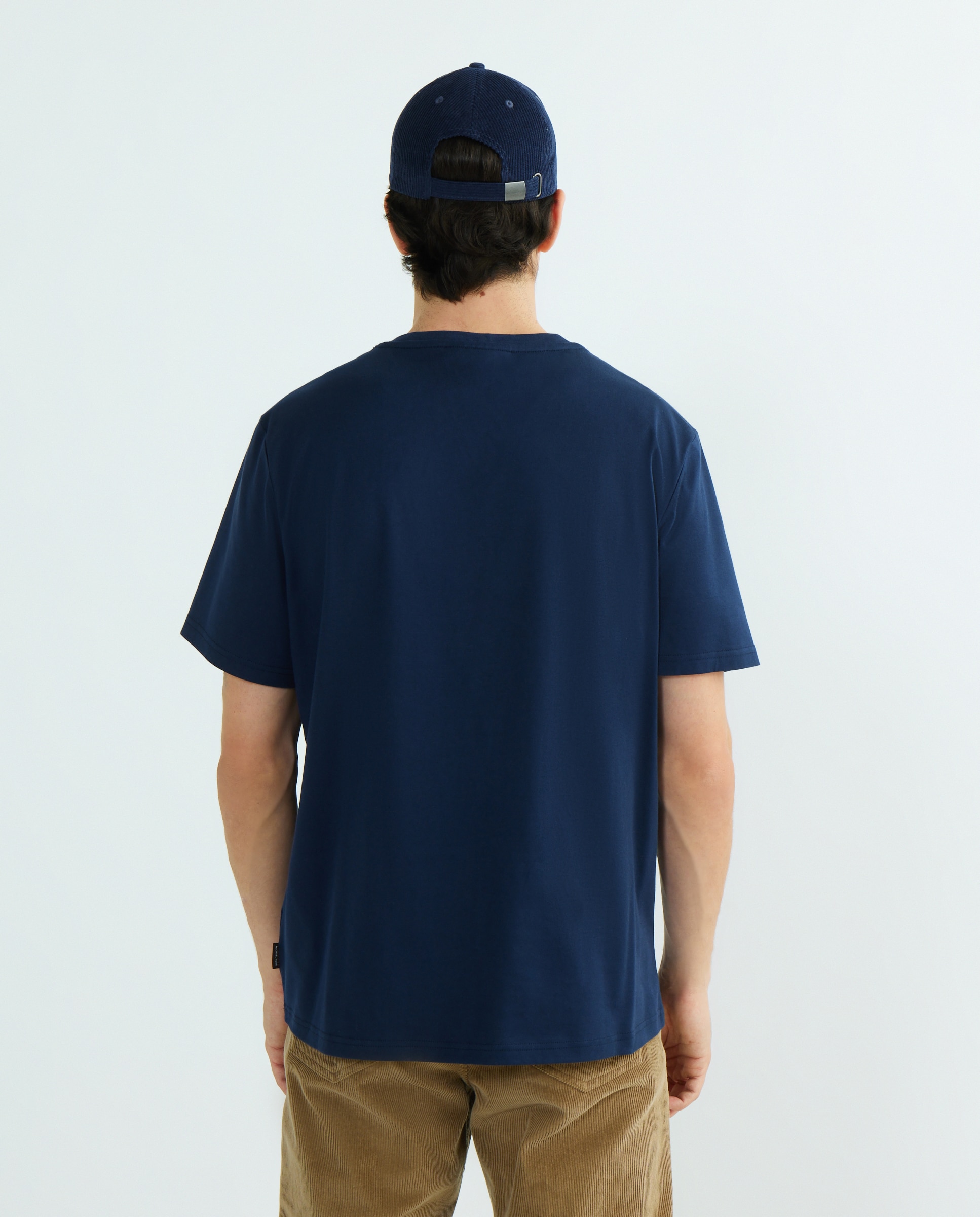 T-shirt de Manga Curta de Algodão com Logótipo a Condizer Azul-marinho-3