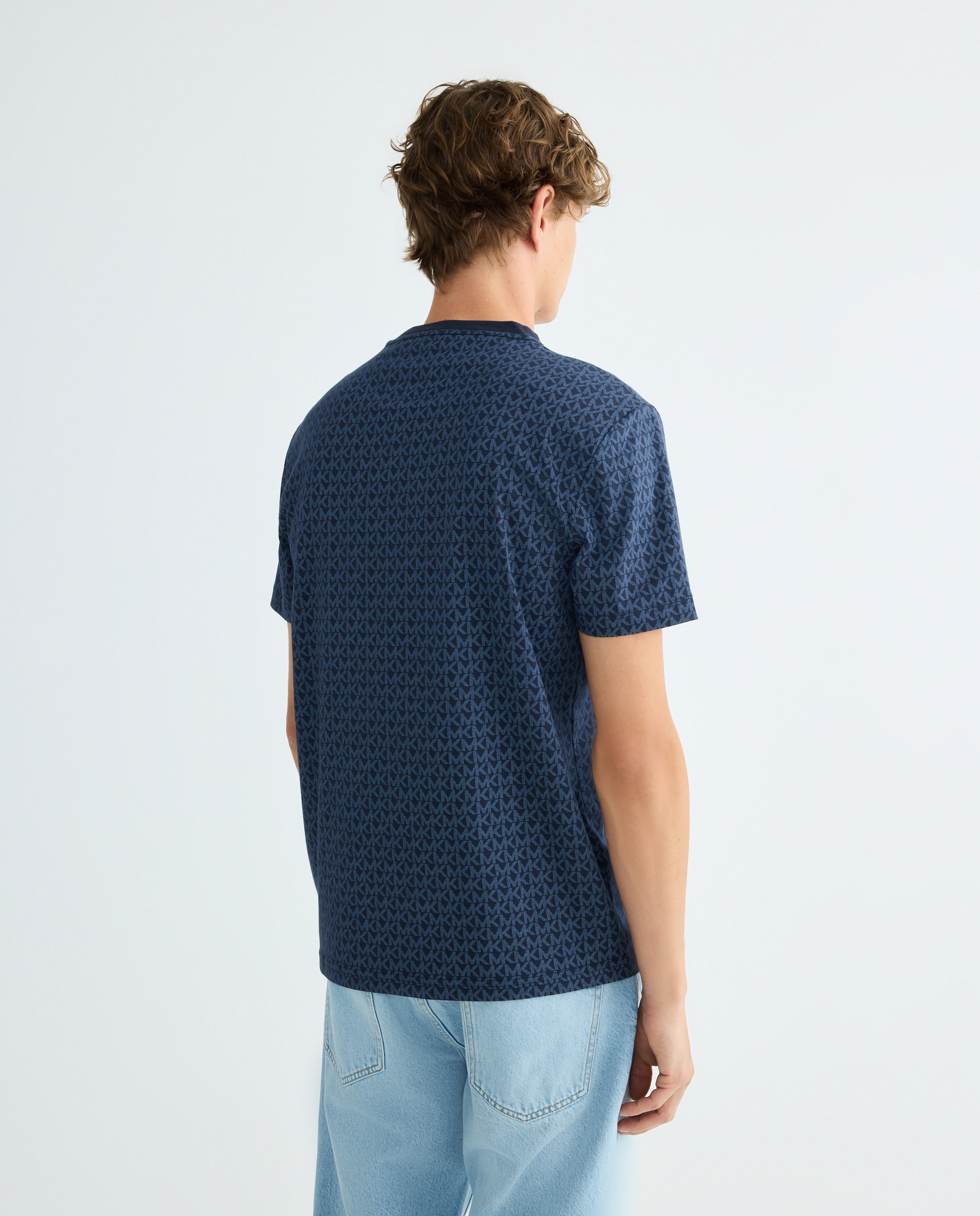 Camiseta de hombre manga corta logos - Michael Kors - Beige Azul marino-3