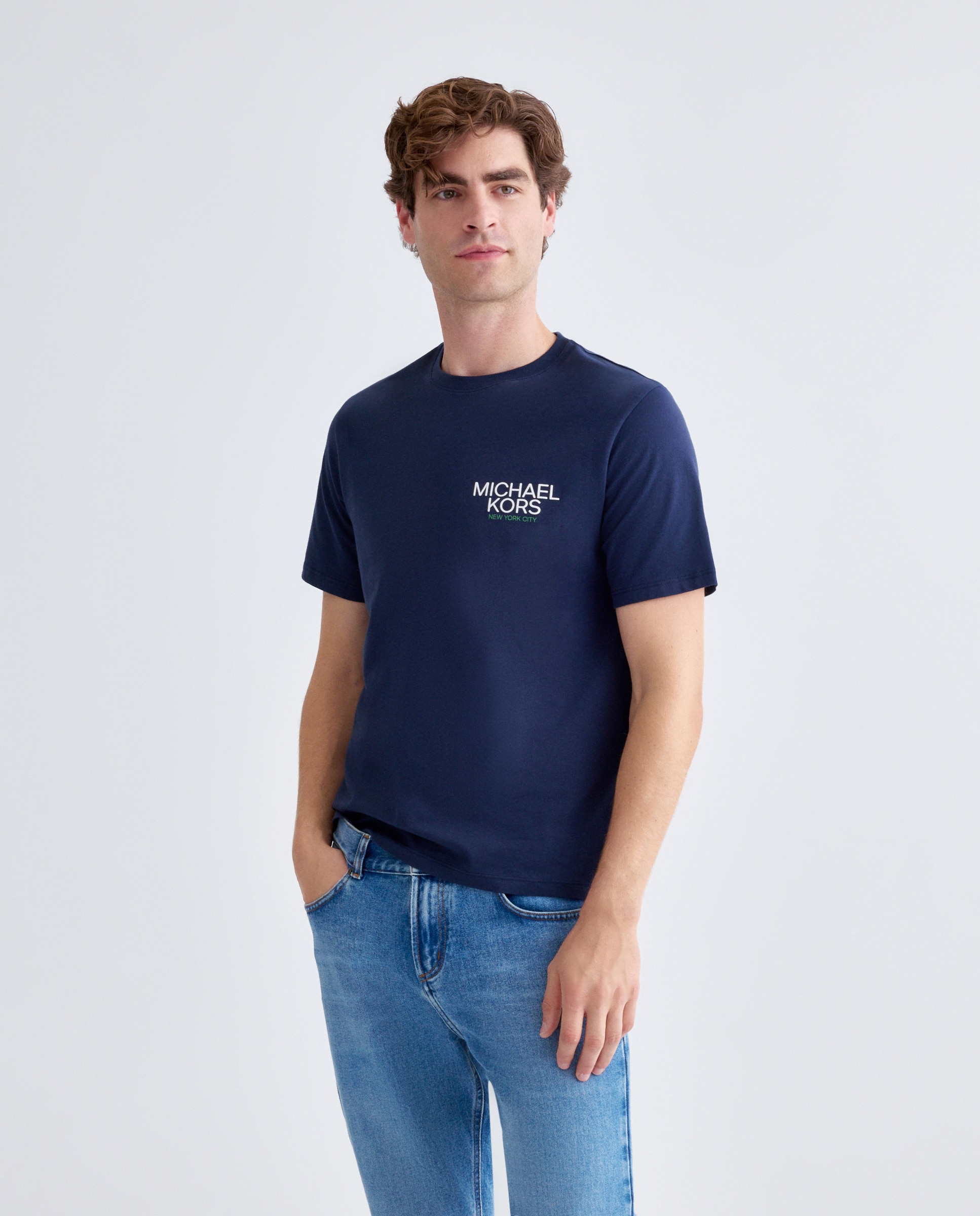 T-shirt com Estampado à Frente e Atrás Azul-marinho-2