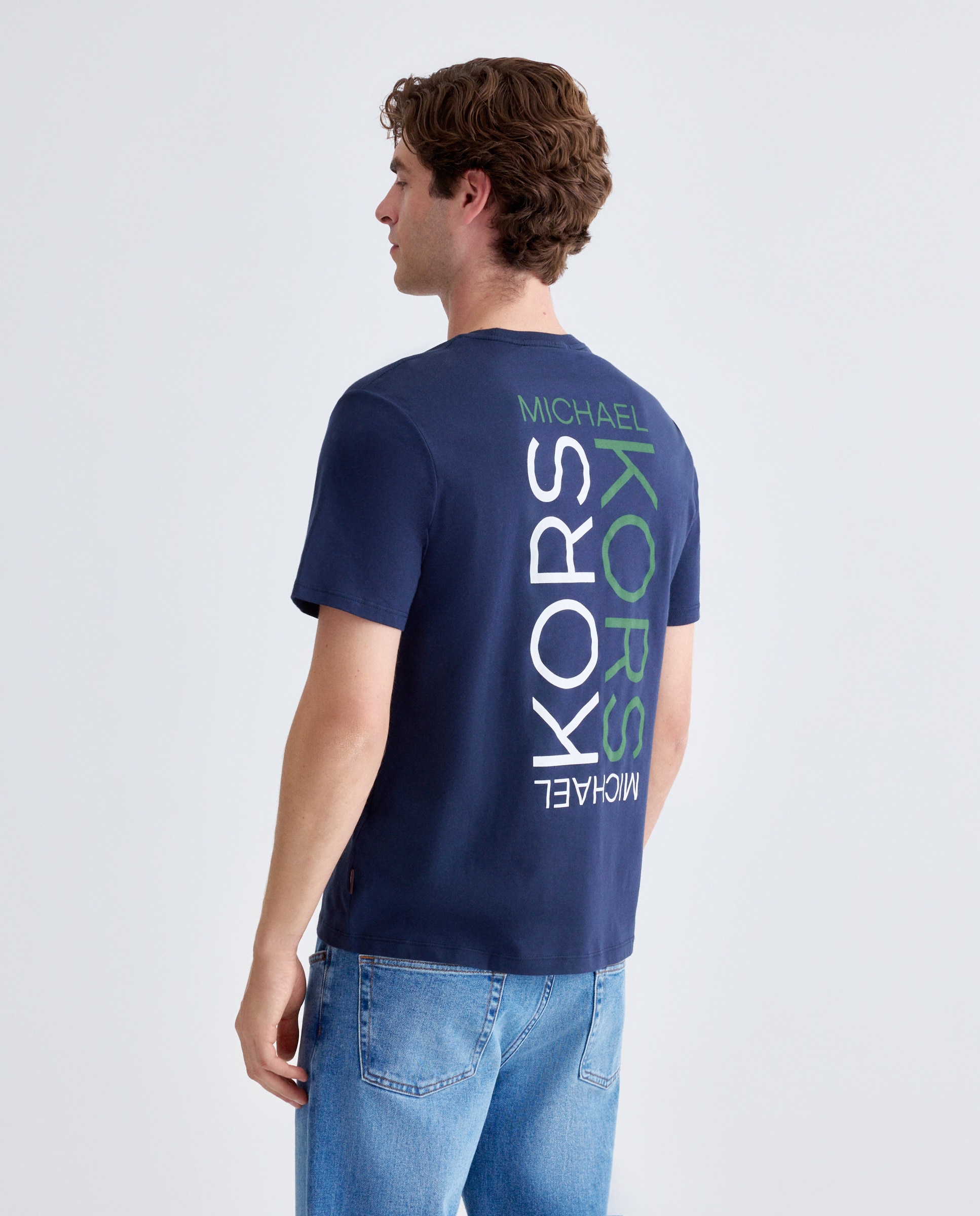 T-shirt com Estampado à Frente e Atrás Azul-marinho-3