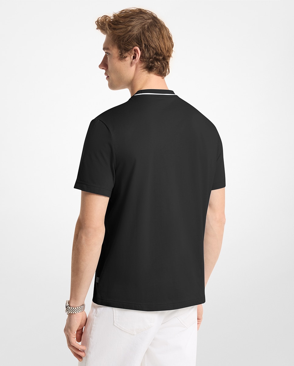 Camiseta de hombre de manga corta con vivo en contraste y detalle de marca en lateral cuello - Michael Kors - Negro Negro-2