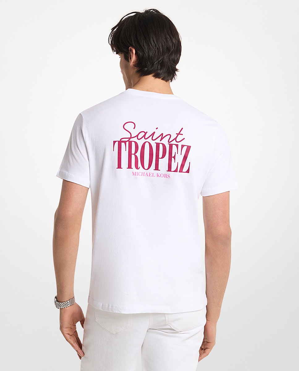 T-shirt de Manga Curta St Tropez com Estampado à Frente e Estampado Grande Atrás Branco-2