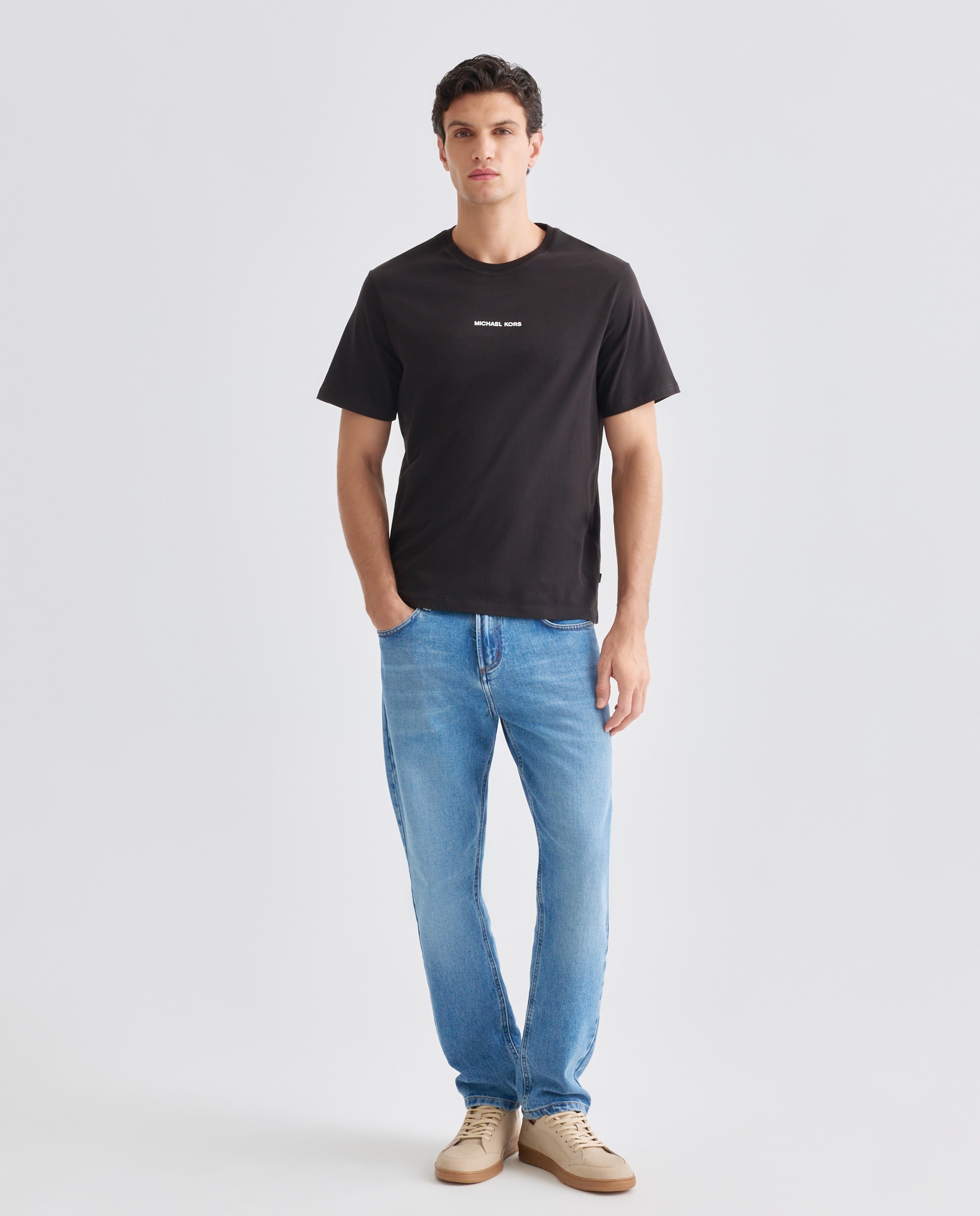 Camiseta de hombre logotipo delantero y print trasero - Michael Kors - Negro Negro-1
