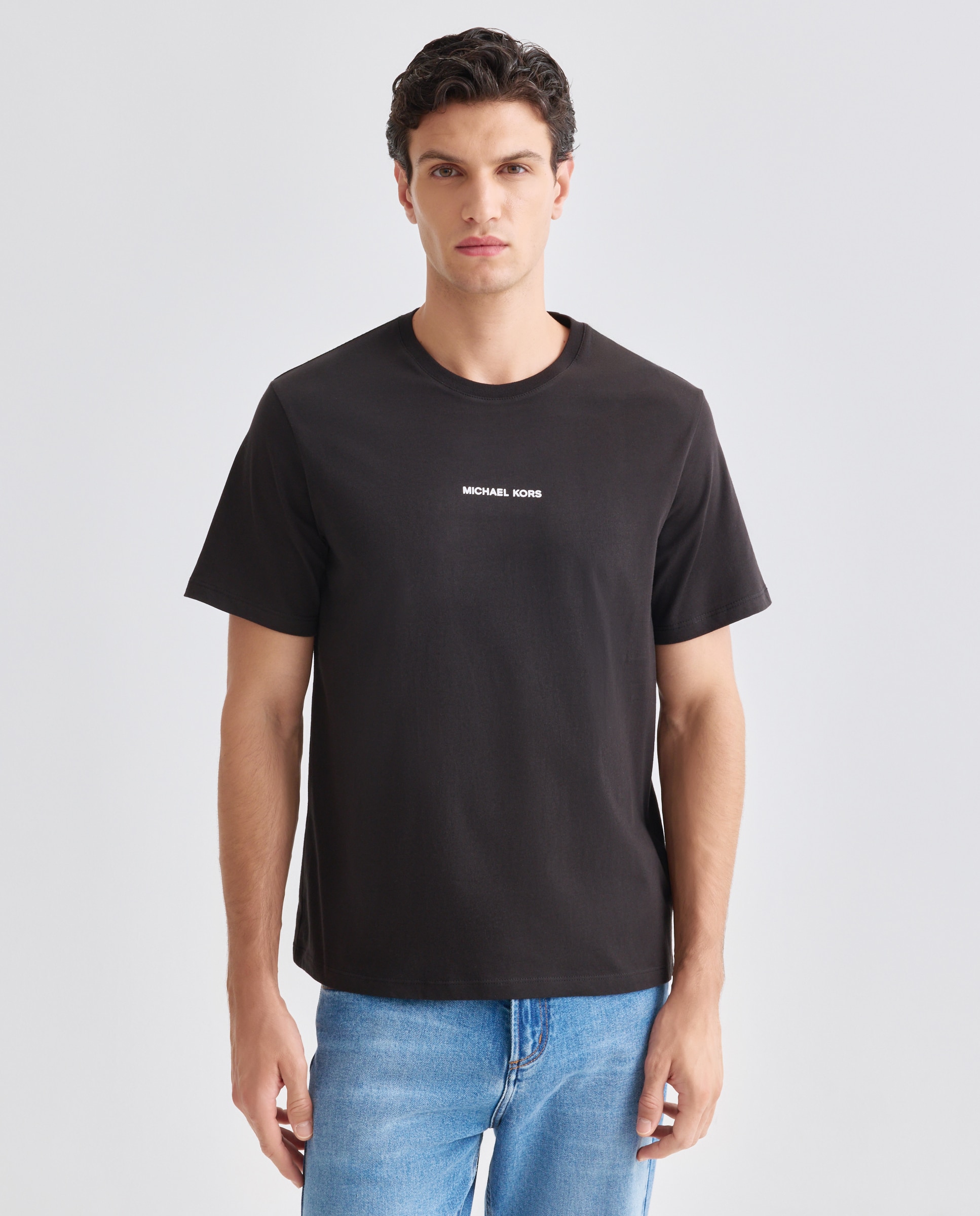 Camiseta de hombre logotipo delantero y print trasero - Michael Kors - Negro Negro-2