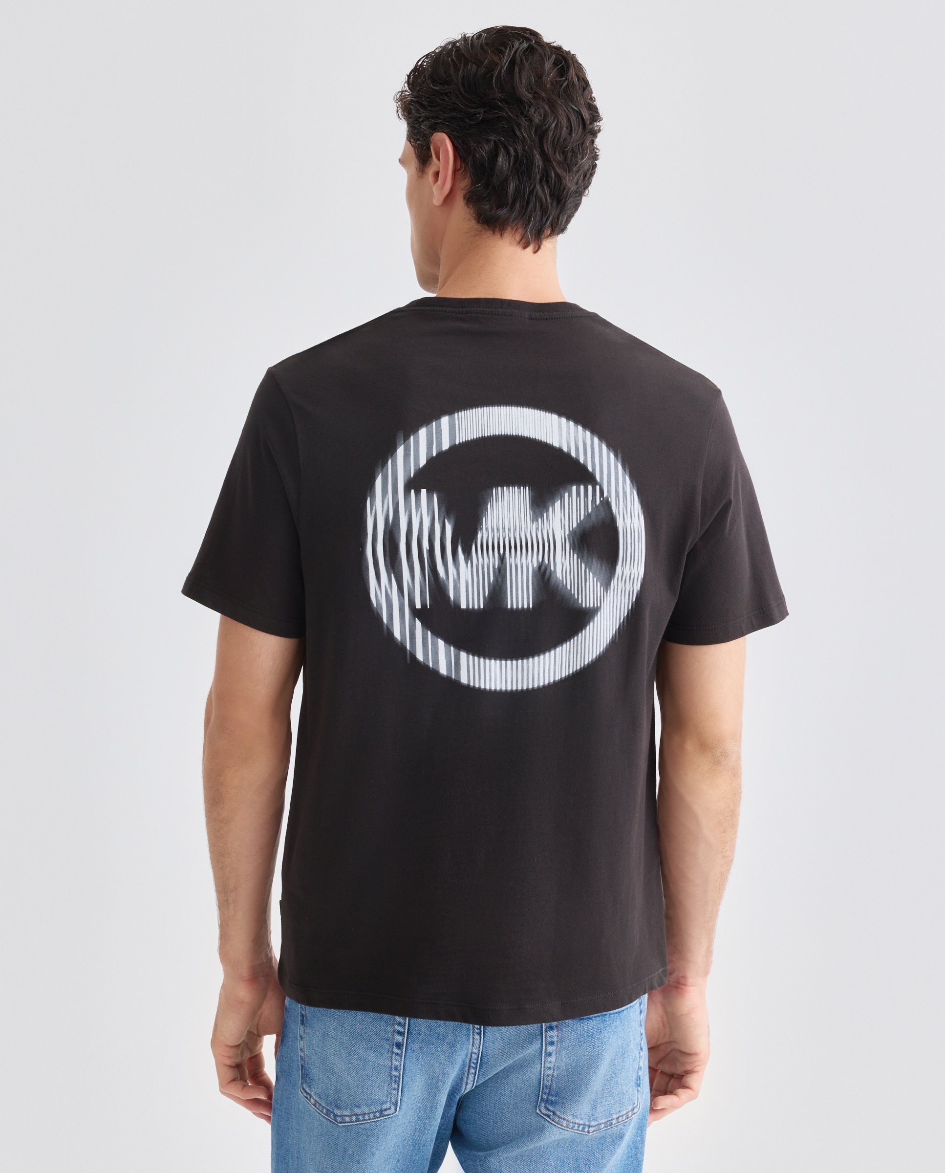 Camiseta de hombre logotipo delantero y print trasero - Michael Kors - Negro Negro-3