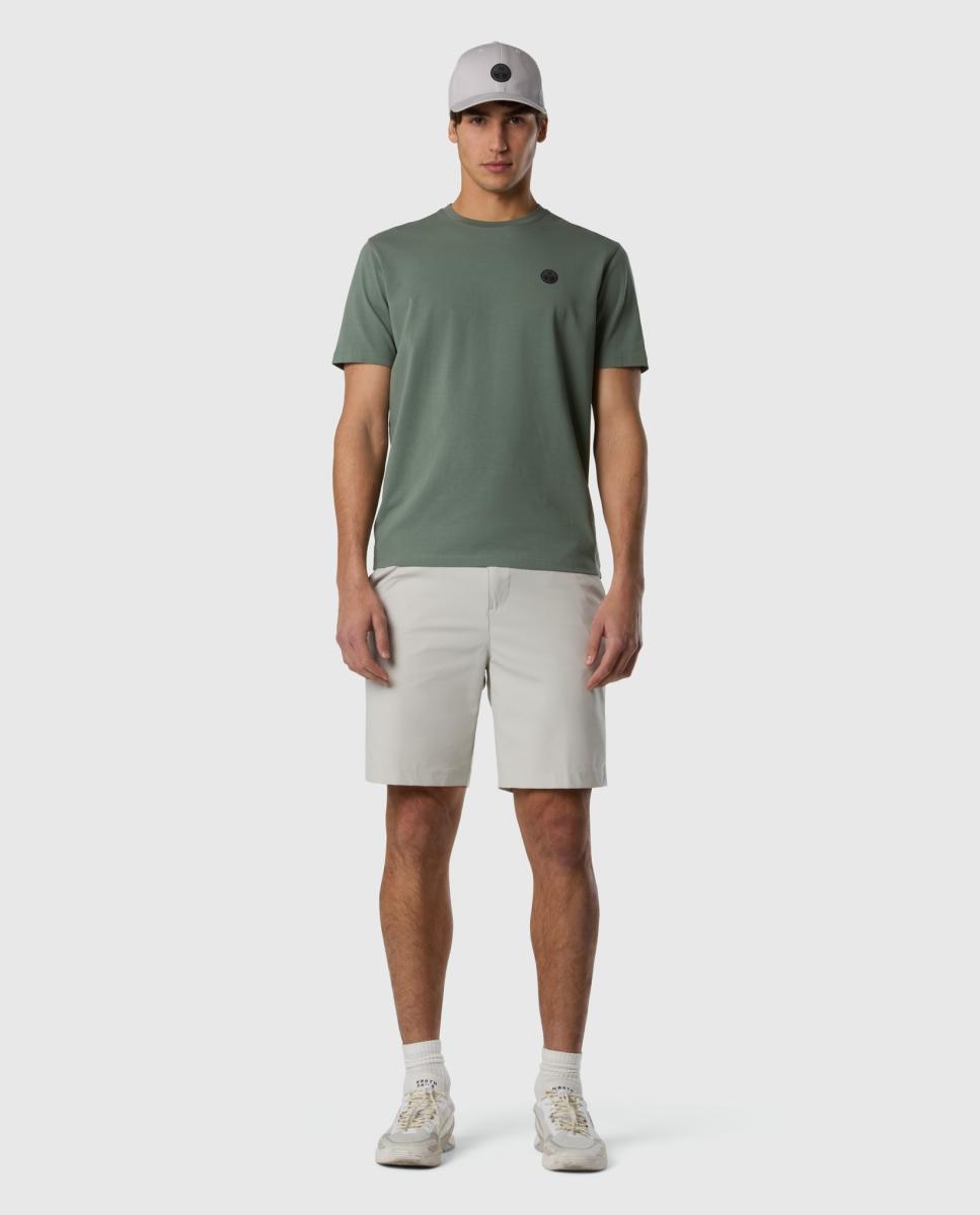 T-shirt com Gola Redonda e Manga Curta Verde-6