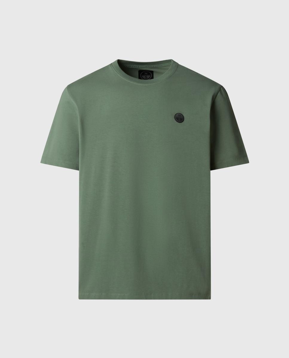 T-shirt com Gola Redonda e Manga Curta Verde-5