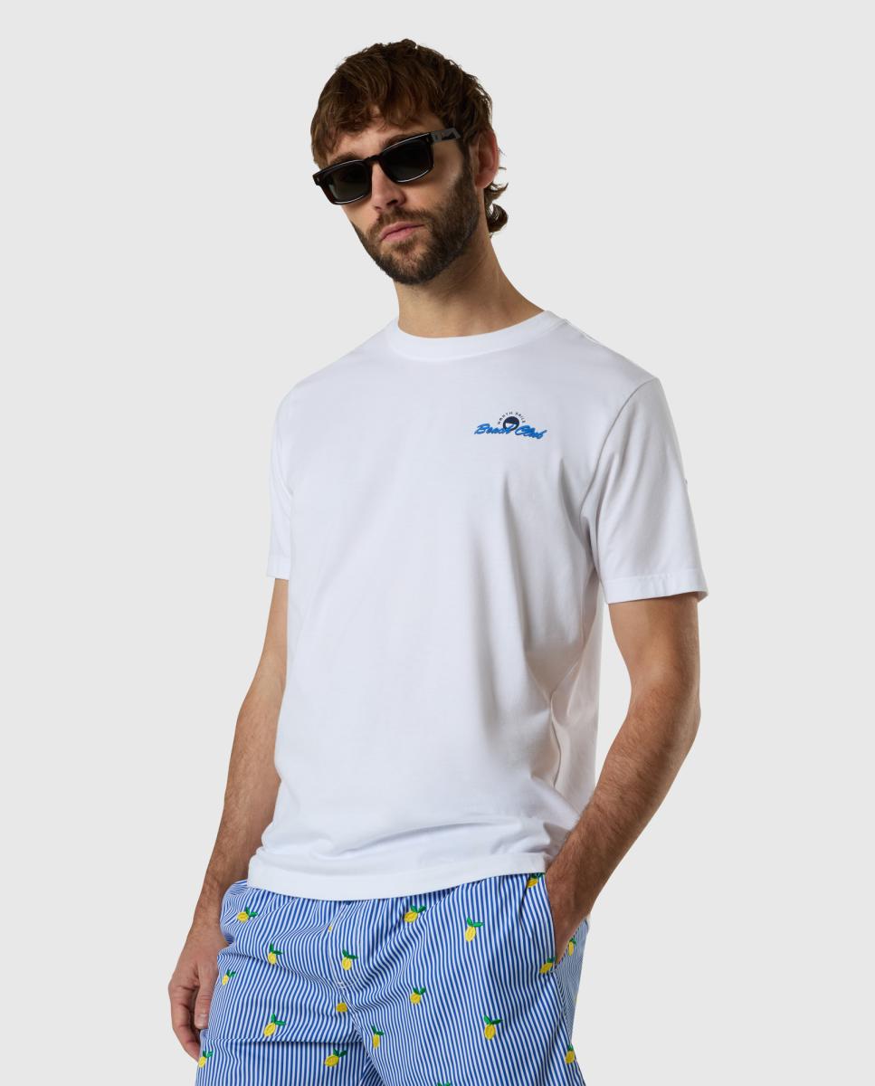 T-shirt com Gola Redonda e Manga Curta Branco-5