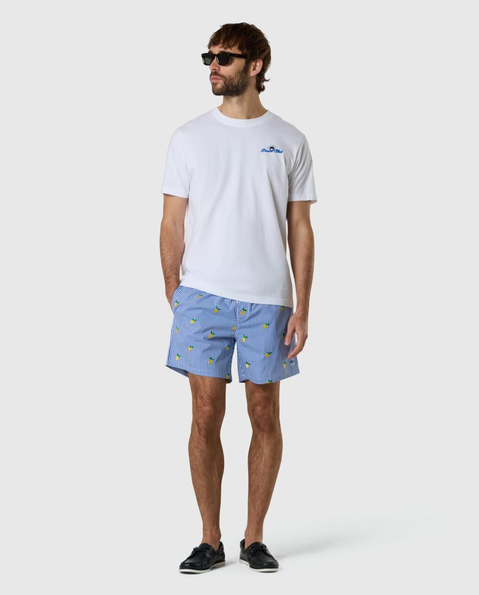 T-shirt com Gola Redonda e Manga Curta Branco-7