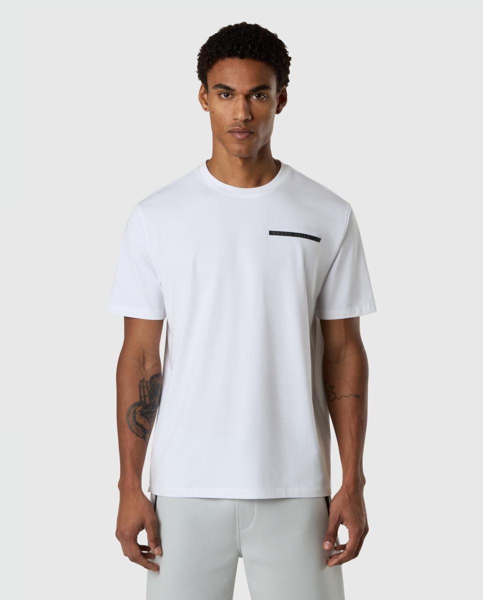 T-shirt com Gola Redonda e Manga Curta Branco-1