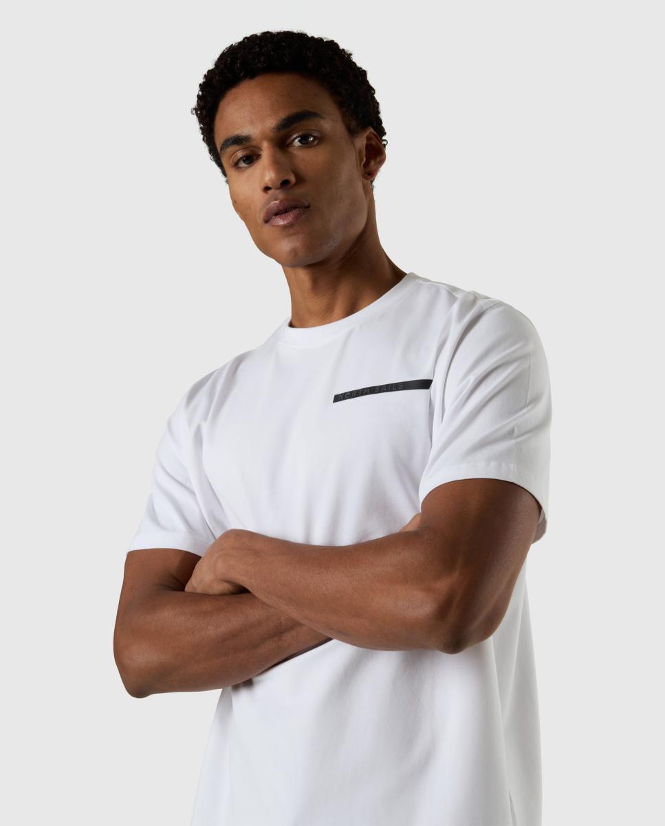 T-shirt com Gola Redonda e Manga Curta Branco-3