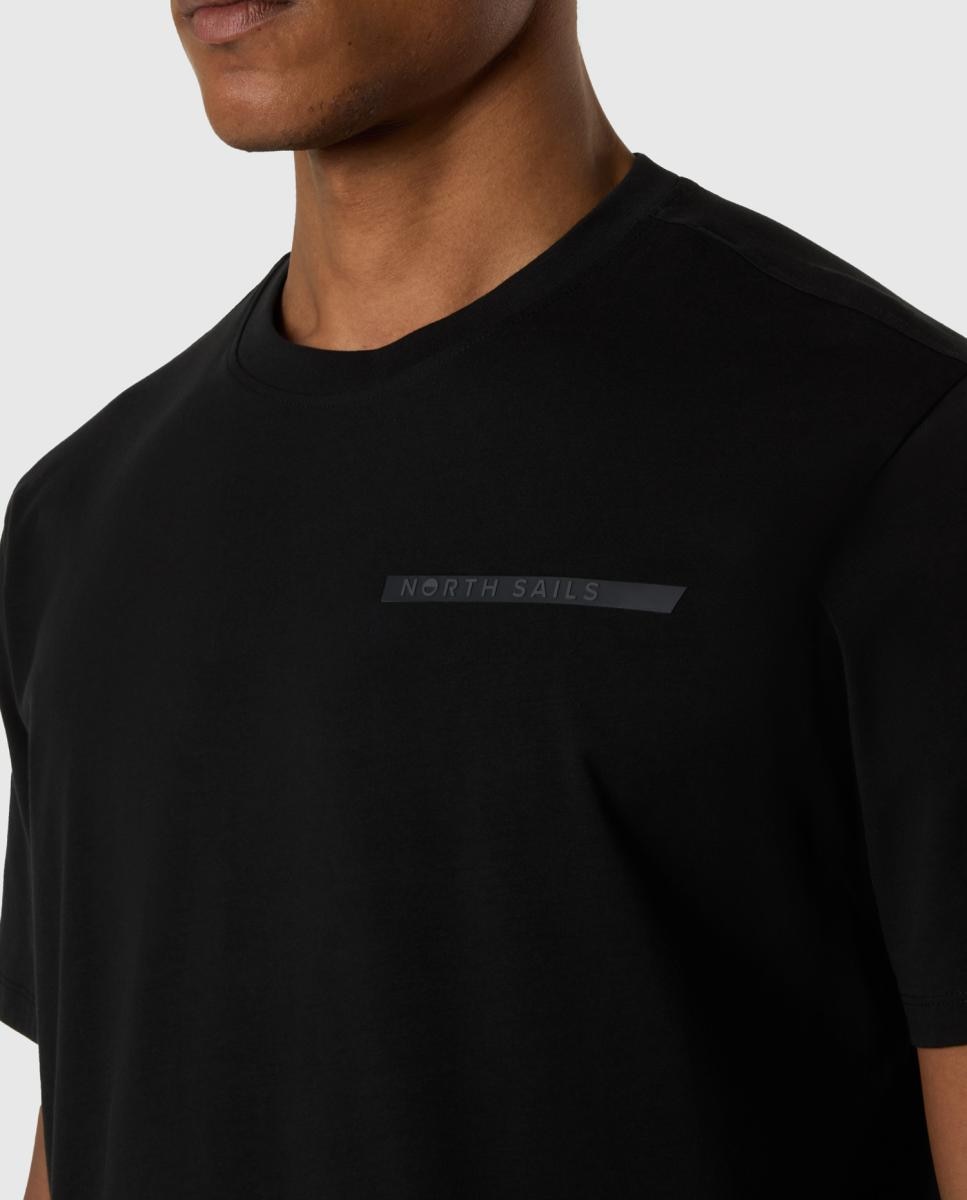 T-shirt com Gola Redonda e Manga Curta Preto-2