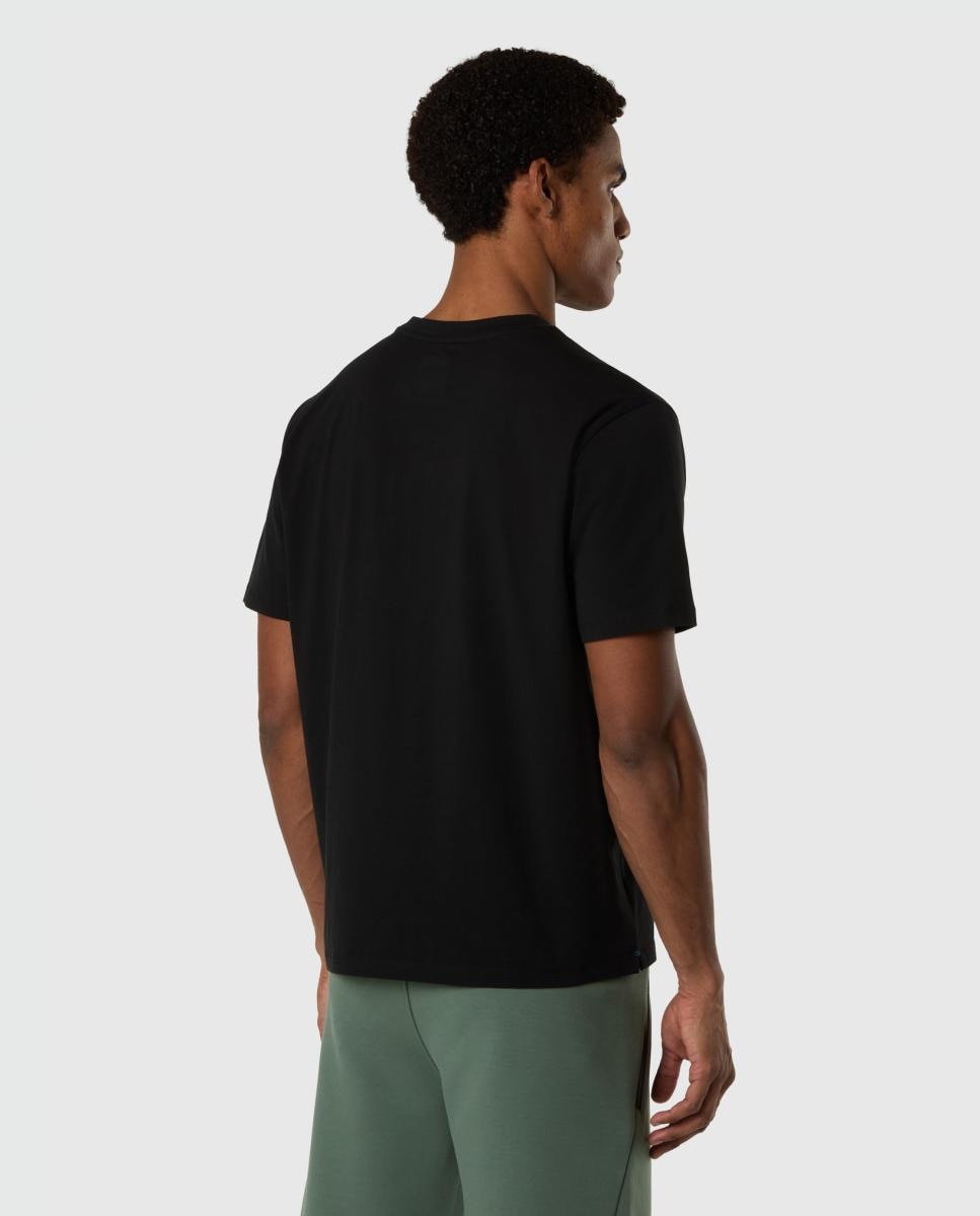 T-shirt com Gola Redonda e Manga Curta Preto-3