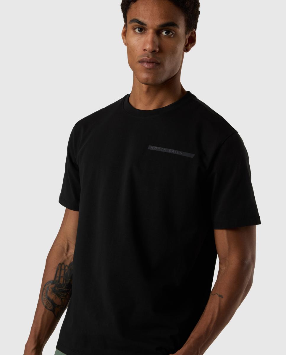T-shirt com Gola Redonda e Manga Curta Preto-4