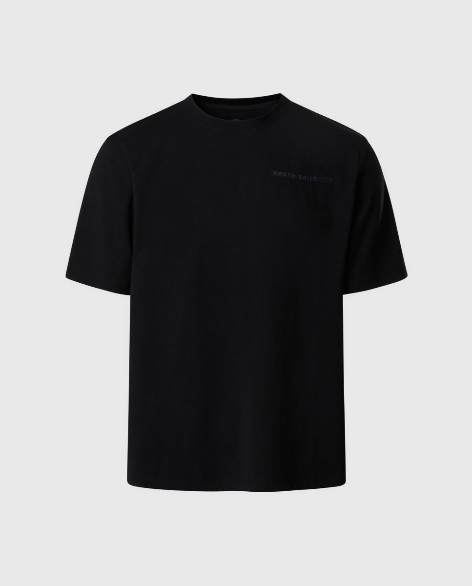 T-shirt com Gola Redonda e Manga Curta Preto-5